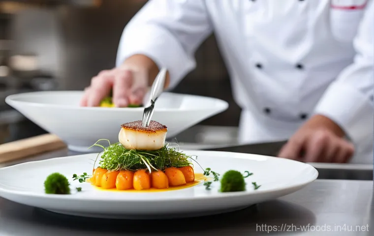 양식조리사 해외 연수 프로그램 정보 - **A Chef Mastering French Haute Cuisine:** A skilled chef, wearing a clean, traditional white chef's...